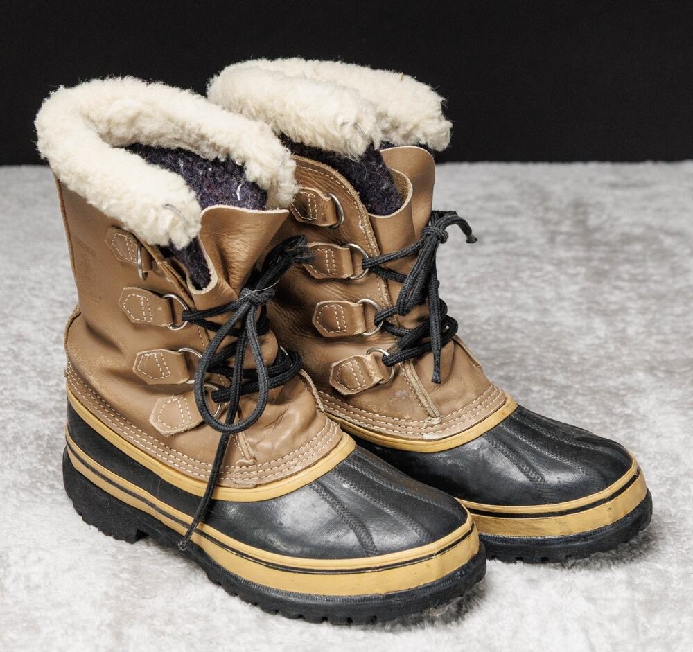 Sorel Vintage Kaufman Caribou Waterproof Winter Rubber Sherpa Boots Womens 7